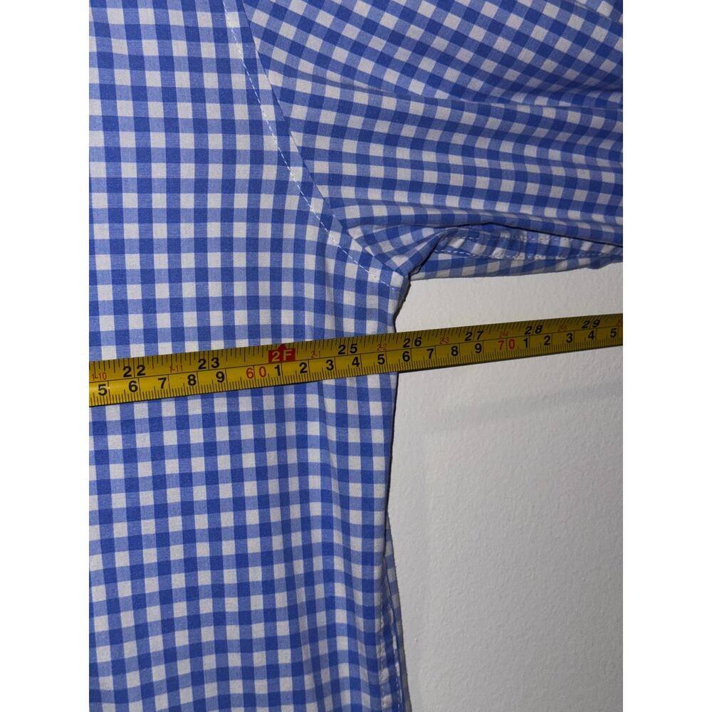 Tommy Hilfiger Classic Fit Stretch Men Blue White Gingham Dress Shirt XL Button - Picture 6 of 9